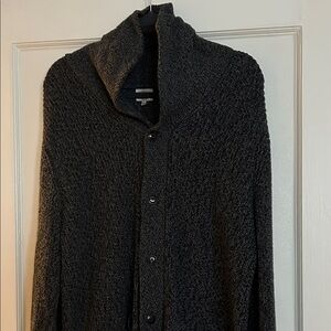 Faherty Black and Grey Button-Up Cardigan